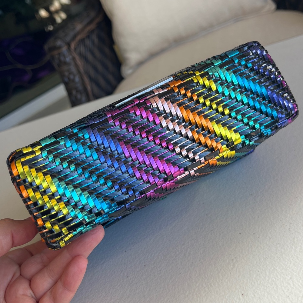 KURT GEIGER Kensington woven rainbow patent metallic convertible bag on chain - Picture 12 of 16